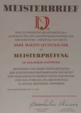 Meisterbrief Martin Leutschacher