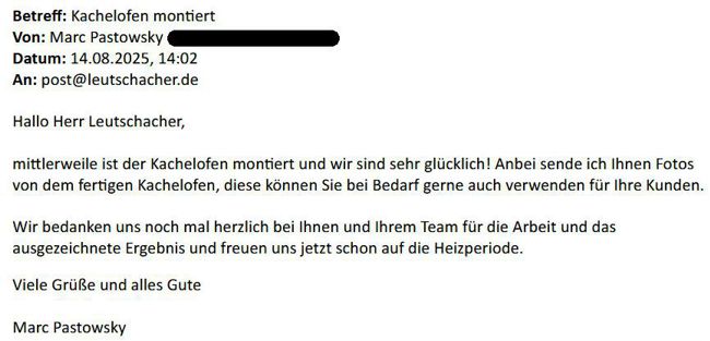Referenz Kachelofen 79098 Freiburg für Kachelofen Leutschacher